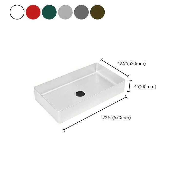 Modern Bathroom Sink Metal Rectangular Vessel Lavatory Sink with Pop-Up Drain -Bathlova