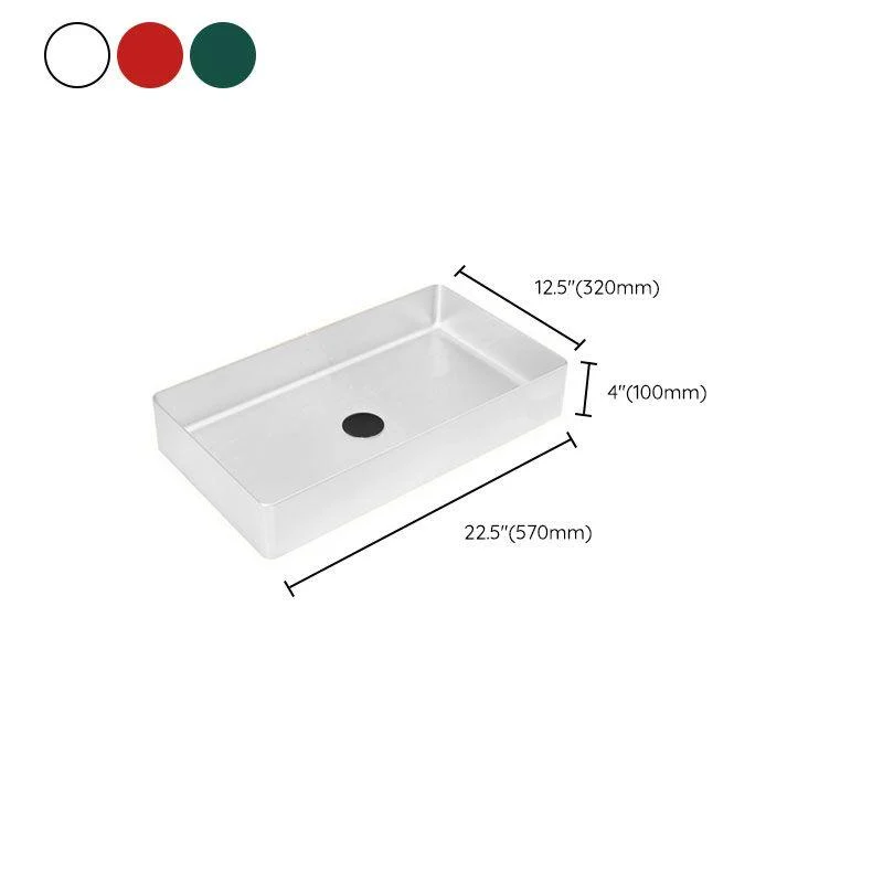 Modern Bathroom Sink Metal Rectangular Vessel Lavatory Sink with Pop-Up Drain -Bathlova