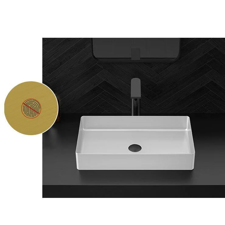 Modern Bathroom Sink Metal Rectangular Vessel Lavatory Sink with Pop-Up Drain -Bathlova