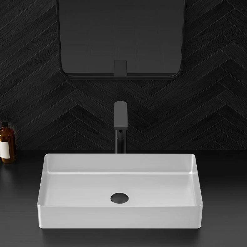 Modern Bathroom Sink Metal Rectangular Vessel Lavatory Sink with Pop-Up Drain -Bathlova