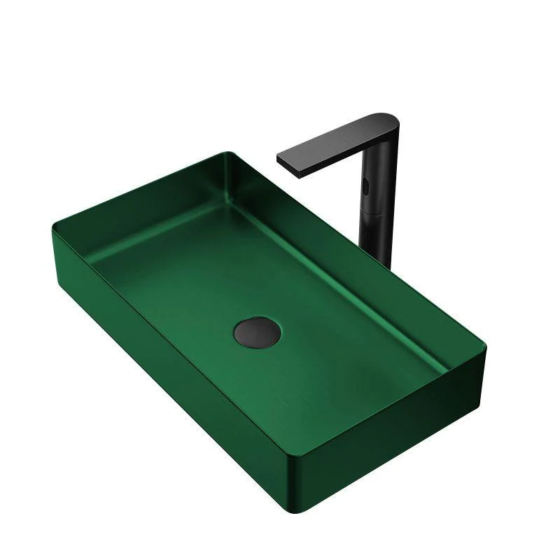 Modern Bathroom Sink Metal Rectangular Vessel Lavatory Sink with Pop-Up Drain -Bathlova