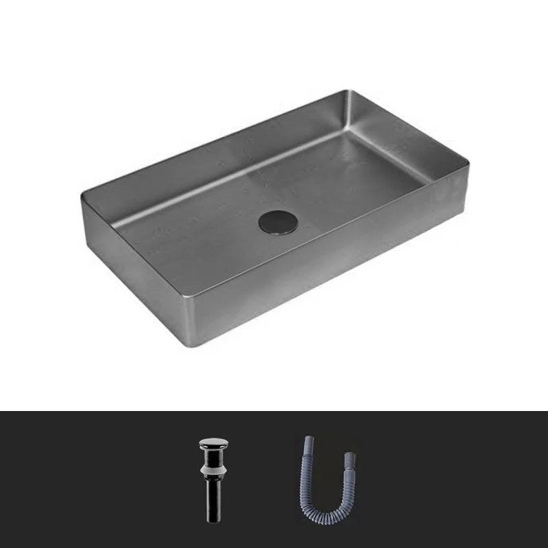 Modern Bathroom Sink Metal Rectangular Vessel Lavatory Sink with Pop-Up Drain -Bathlova