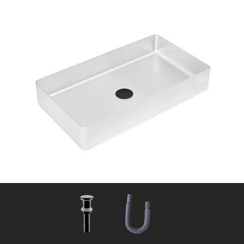 Modern Bathroom Sink Metal Rectangular Vessel Lavatory Sink with Pop-Up Drain -Bathlova