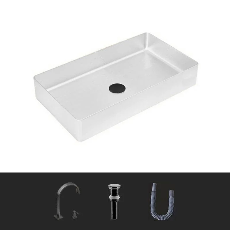 Modern Bathroom Sink Metal Rectangular Vessel Lavatory Sink with Pop-Up Drain -Bathlova