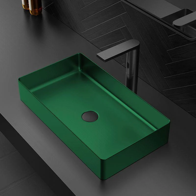 Modern Bathroom Sink Metal Rectangular Vessel Lavatory Sink with Pop-Up Drain -Bathlova