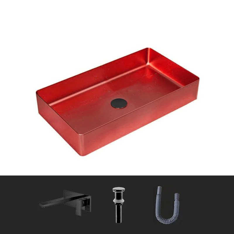 Modern Bathroom Sink Metal Rectangular Vessel Lavatory Sink with Pop-Up Drain -Bathlova