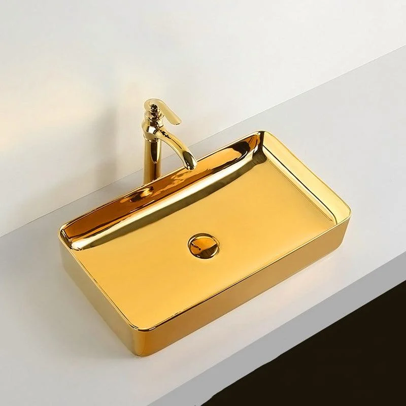 Modern Bathroom Sink Metal Rectangular with Pop-Up Drain and Tap Vessel Bathroom Sink -Bathlova