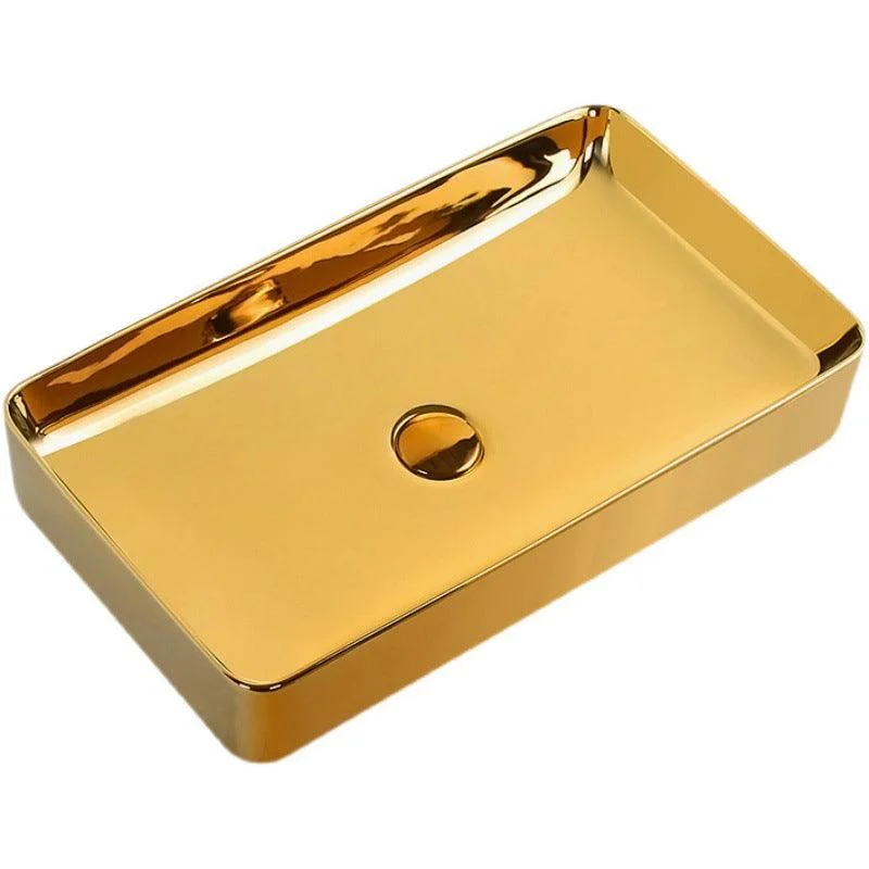 Modern Bathroom Sink Metal Rectangular with Pop-Up Drain and Tap Vessel Bathroom Sink -Bathlova