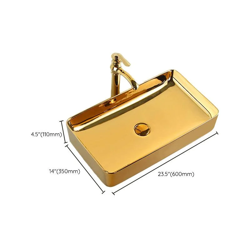 Modern Bathroom Sink Metal Rectangular with Pop-Up Drain and Tap Vessel Bathroom Sink -Bathlova