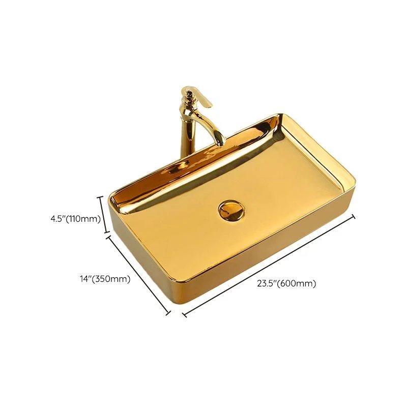 Modern Bathroom Sink Metal Rectangular with Pop-Up Drain and Tap Vessel Bathroom Sink -Bathlova