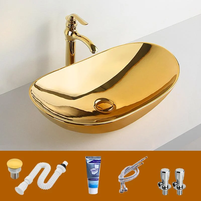 Modern Bathroom Sink Metal Rectangular with Pop-Up Drain and Tap Vessel Bathroom Sink -Bathlova