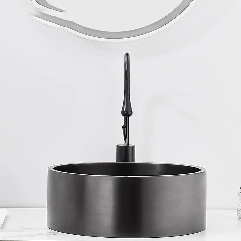 Modern Bathroom Sink Metal Round Vessel Bathroom Sink with Pop-Up Drain -Bathlova