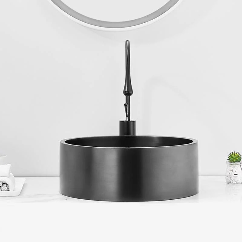 Modern Bathroom Sink Metal Round Vessel Bathroom Sink with Pop-Up Drain -Bathlova