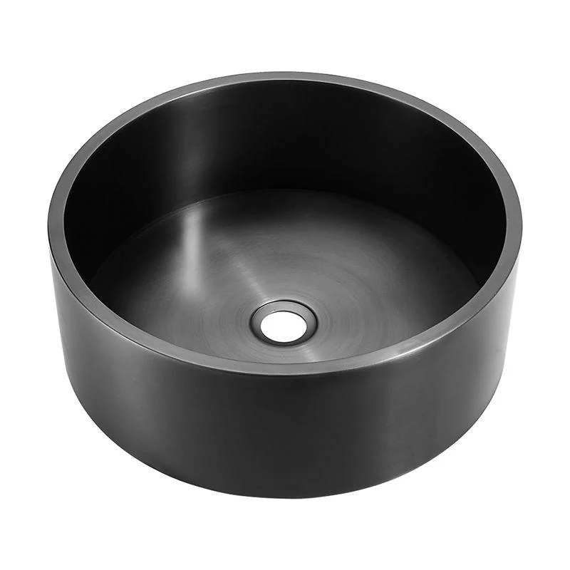 Modern Bathroom Sink Metal Round Vessel Bathroom Sink with Pop-Up Drain -Bathlova