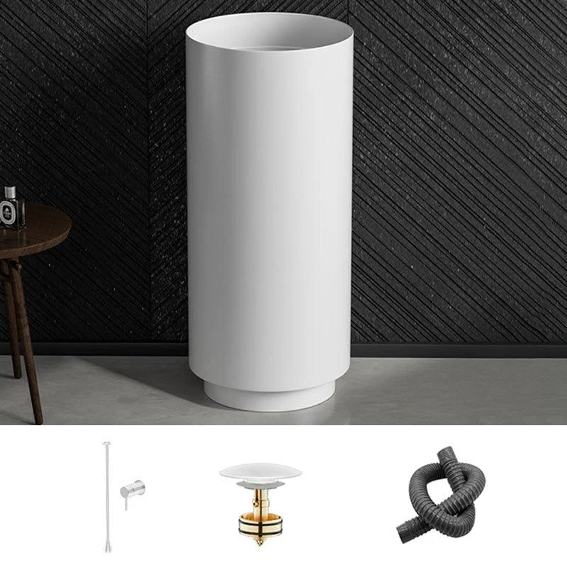 Modern Bathroom Sink Metal Round with Pop-Up Drain Pedestal Sink -Bathlova