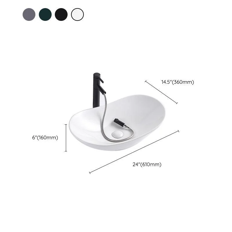 Modern Bathroom Sink Oval Bathroom Sink Overflow with Basin and Tap -Bathlova