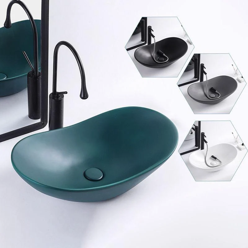 Modern Bathroom Sink Oval Bathroom Sink Overflow with Basin and Tap -Bathlova