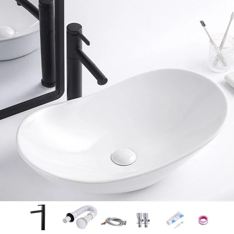 Modern Bathroom Sink Oval Bathroom Sink Overflow with Basin and Tap -Bathlova