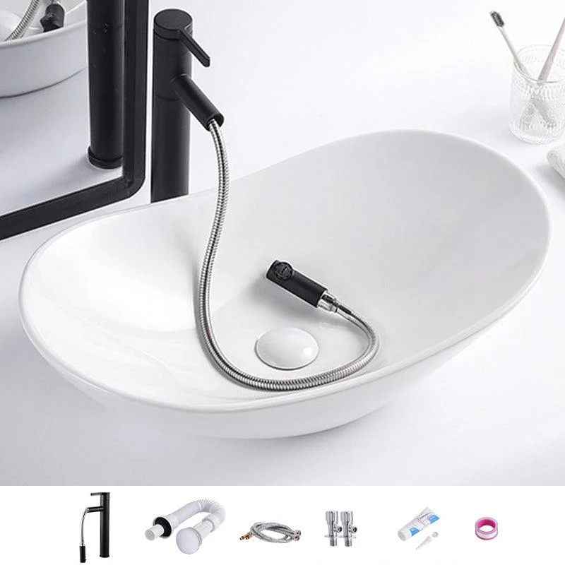 Modern Bathroom Sink Oval Bathroom Sink Overflow with Basin and Tap -Bathlova