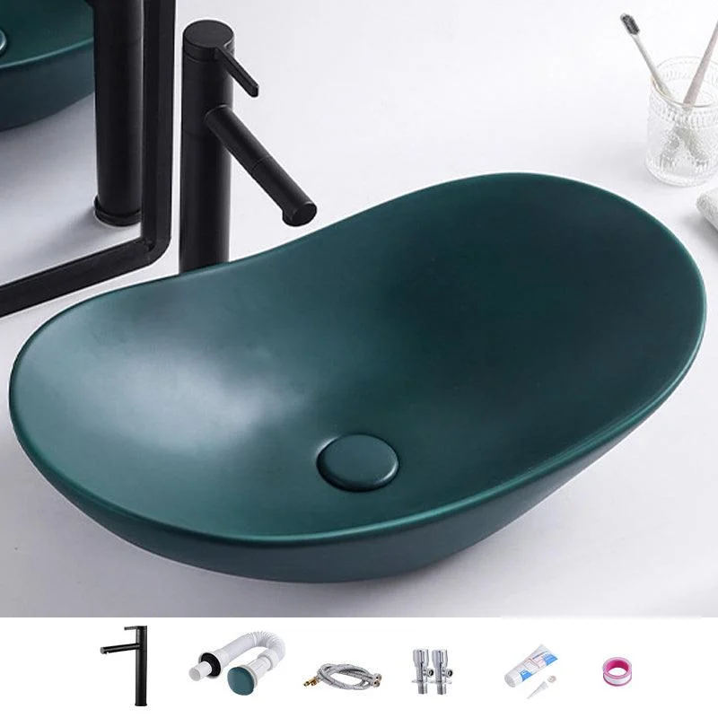 Modern Bathroom Sink Oval Bathroom Sink Overflow with Basin and Tap -Bathlova