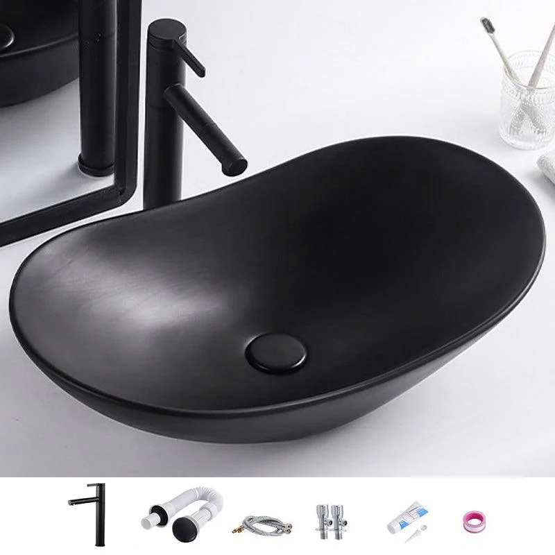 Modern Bathroom Sink Oval Bathroom Sink Overflow with Basin and Tap -Bathlova