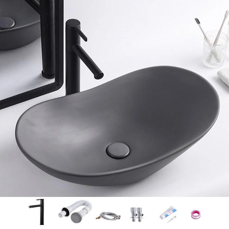 Modern Bathroom Sink Oval Bathroom Sink Overflow with Basin and Tap -Bathlova