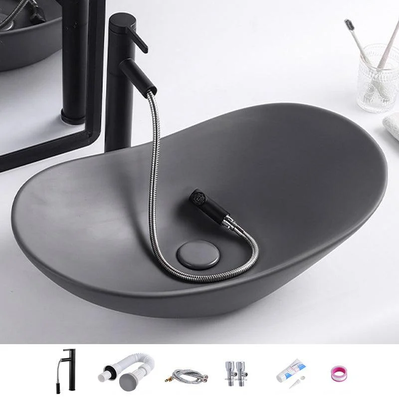 Modern Bathroom Sink Oval Bathroom Sink Overflow with Basin and Tap -Bathlova