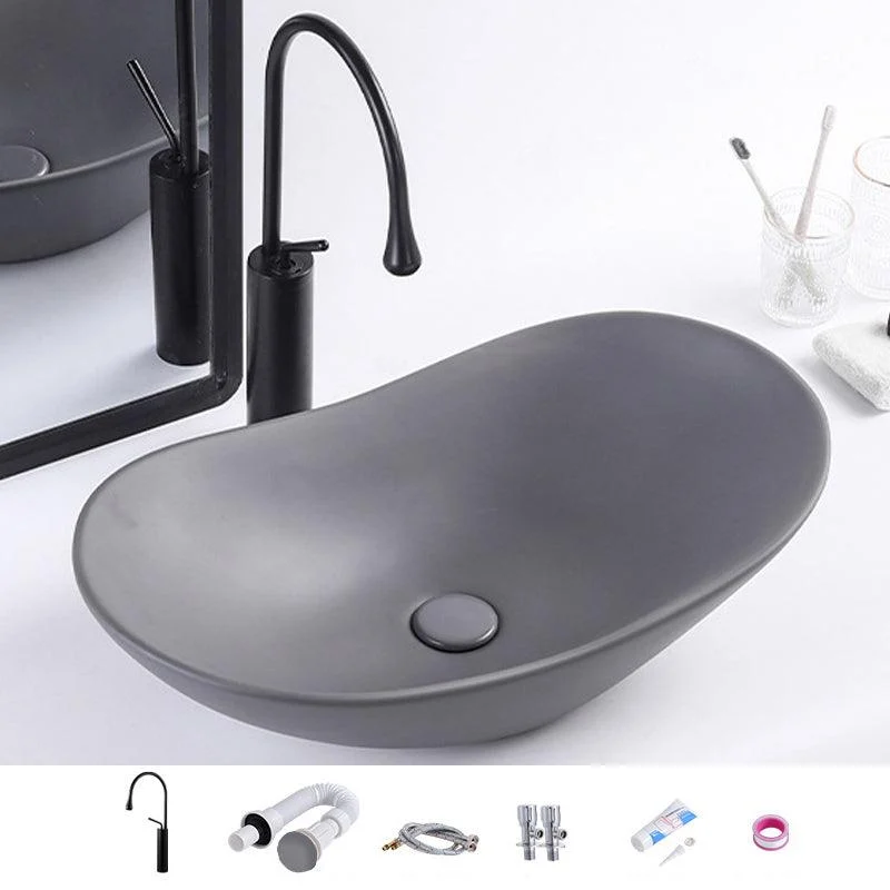 Modern Bathroom Sink Oval Bathroom Sink Overflow with Basin and Tap -Bathlova