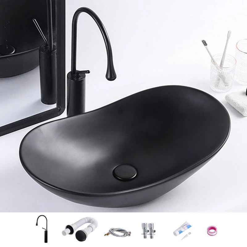 Modern Bathroom Sink Oval Bathroom Sink Overflow with Basin and Tap -Bathlova