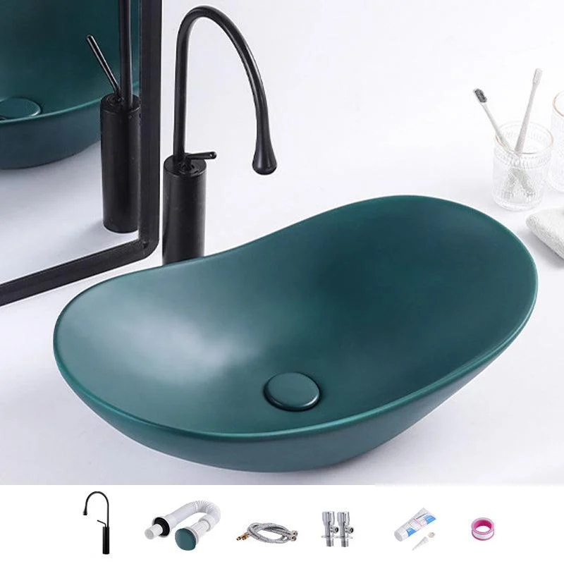 Modern Bathroom Sink Oval Bathroom Sink Overflow with Basin and Tap -Bathlova