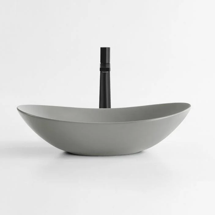 Modern Bathroom Sink Pop-Up Drain Porcelain Oval-Shape Vessel Bathroom Sink -Bathlova