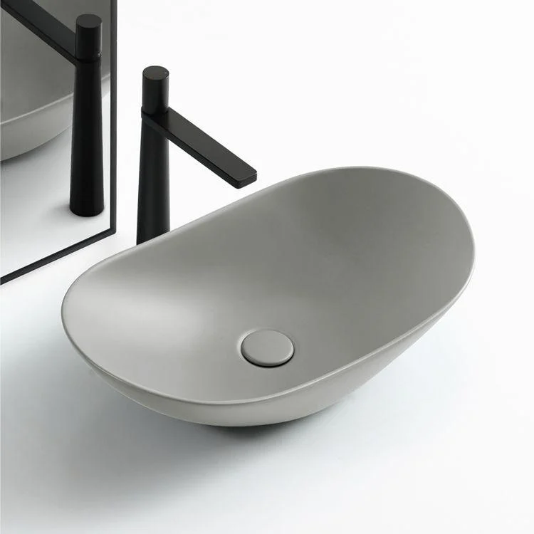 Modern Bathroom Sink Pop-Up Drain Porcelain Oval-Shape Vessel Bathroom Sink -Bathlova