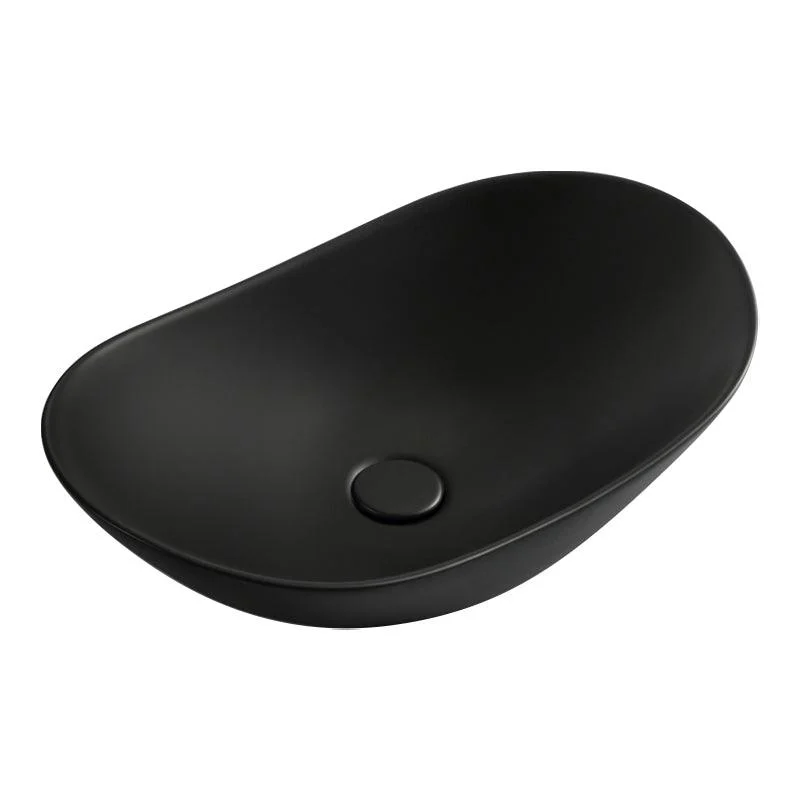 Modern Bathroom Sink Pop-Up Drain Porcelain Oval-Shape Vessel Bathroom Sink -Bathlova