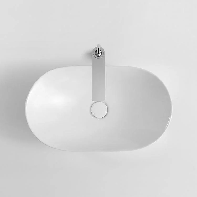 Modern Bathroom Sink Pop-Up Drain Porcelain Oval-Shape Vessel Bathroom Sink -Bathlova