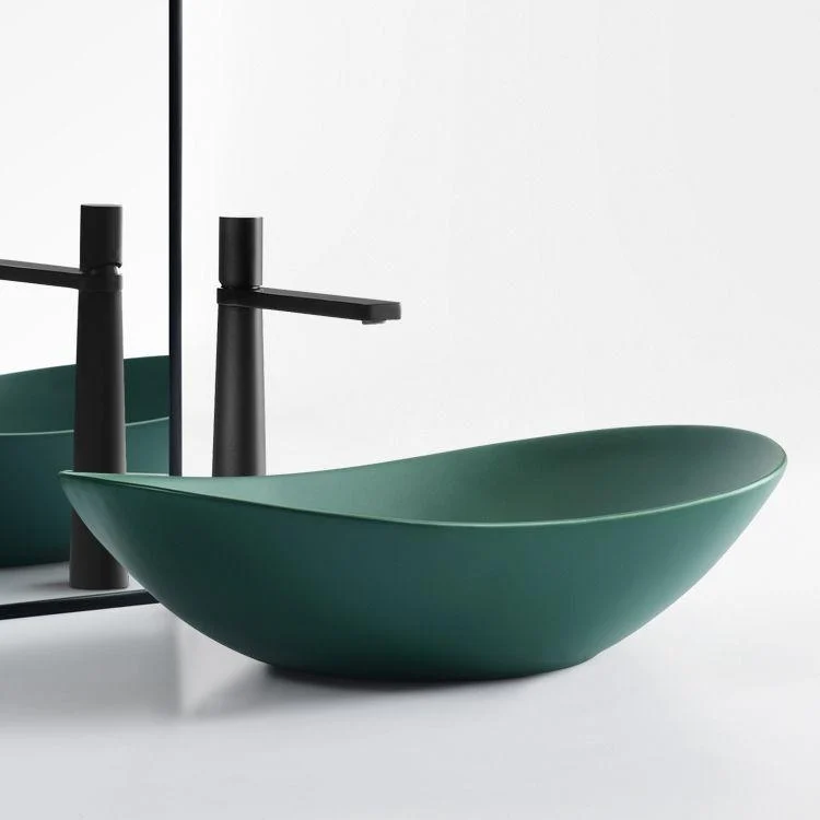 Modern Bathroom Sink Pop-Up Drain Porcelain Oval-Shape Vessel Bathroom Sink -Bathlova