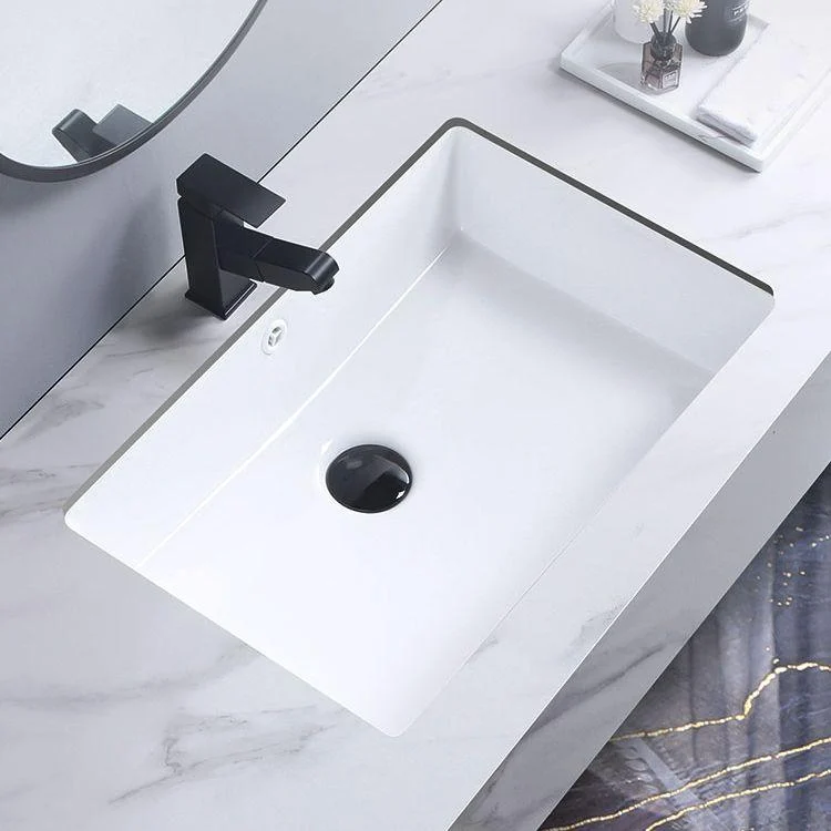 Modern Bathroom Sink Pop-Up Drain Porcelain Rectangular Vessel Bathroom Sink -Bathlova