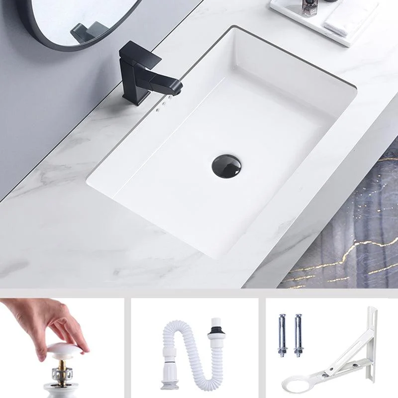 Modern Bathroom Sink Pop-Up Drain Porcelain Rectangular Vessel Bathroom Sink -Bathlova