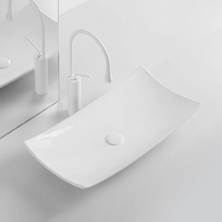 Modern Bathroom Sink Pop-Up Drain Porcelain Rectangular Vessel Lavatory Sink -Bathlova