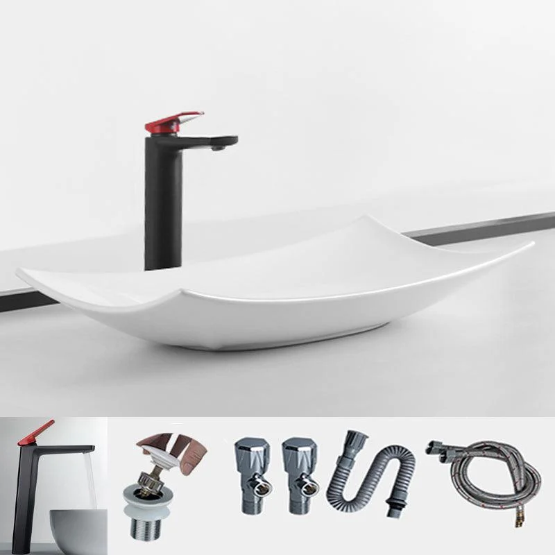 Modern Bathroom Sink Pop-Up Drain Porcelain Rectangular Vessel Lavatory Sink -Bathlova