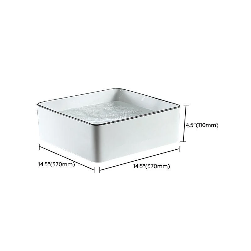 Modern Bathroom Sink Pop-Up Drain Porcelain Rectangular Vessel Sink -Bathlova