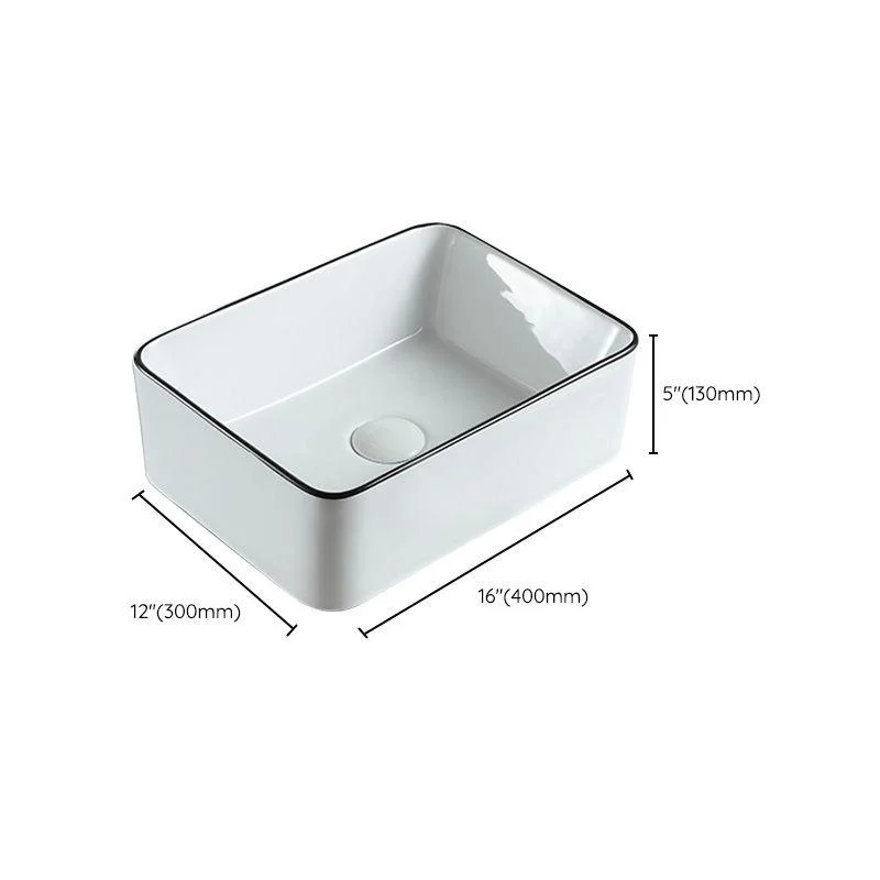 Modern Bathroom Sink Pop-Up Drain Porcelain Rectangular Vessel Sink -Bathlova