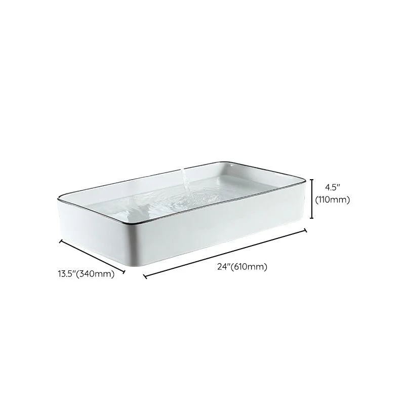 Modern Bathroom Sink Pop-Up Drain Porcelain Rectangular Vessel Sink -Bathlova