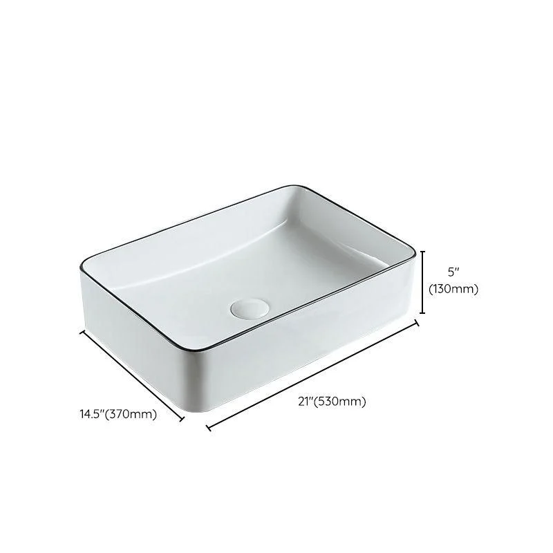 Modern Bathroom Sink Pop-Up Drain Porcelain Rectangular Vessel Sink -Bathlova