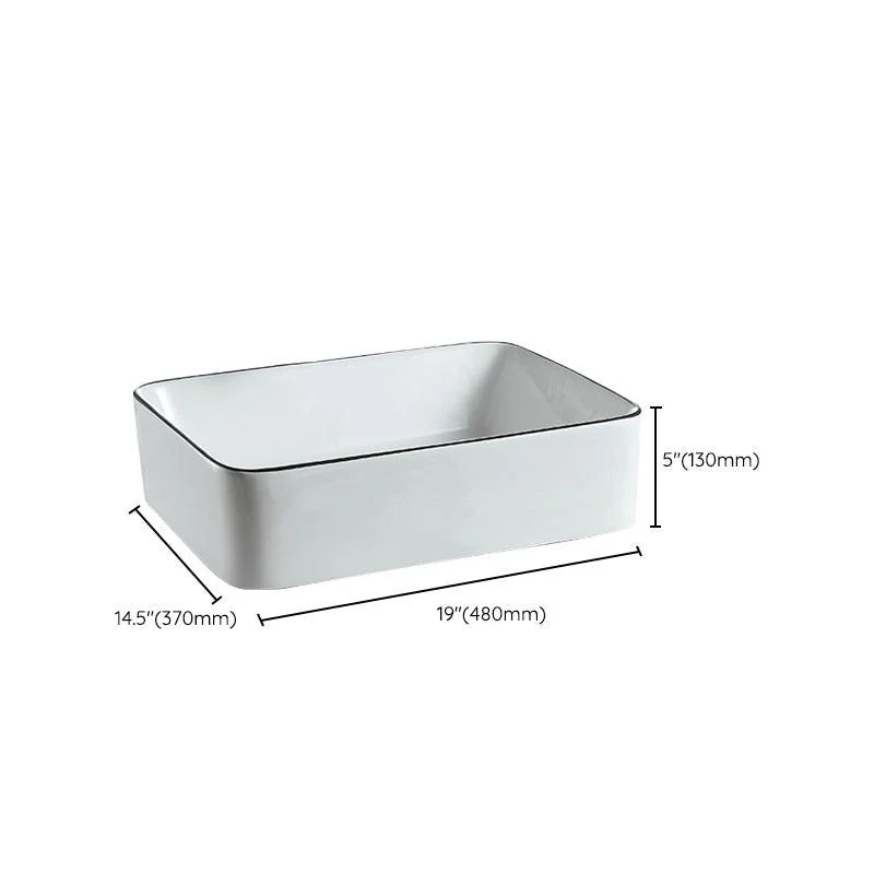 Modern Bathroom Sink Pop-Up Drain Porcelain Rectangular Vessel Sink -Bathlova