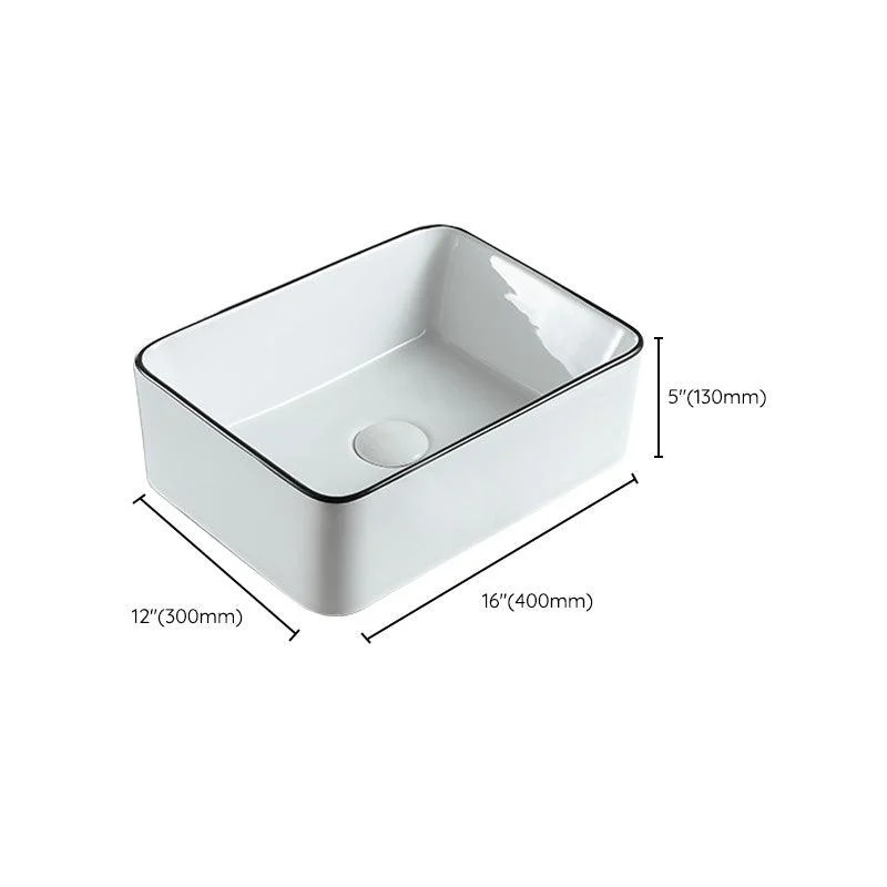 Modern Bathroom Sink Pop-Up Drain Porcelain Rectangular Vessel Sink -Bathlova