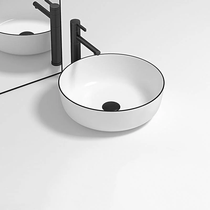 Modern Bathroom Sink Pop-Up Drain Porcelain Round Vessel Lavatory Sink -Bathlova