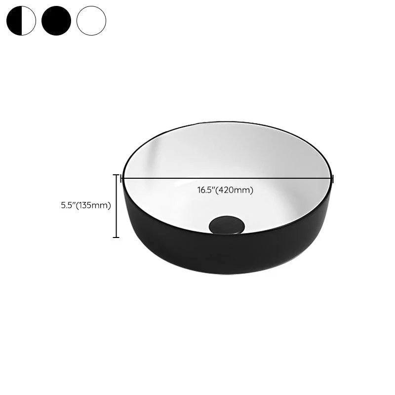 Modern Bathroom Sink Pop-Up Drain Porcelain Round Vessel Lavatory Sink -Bathlova