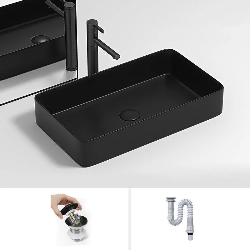 Modern Bathroom Sink Pop-Up Drain Porcelain Round Vessel Lavatory Sink -Bathlova