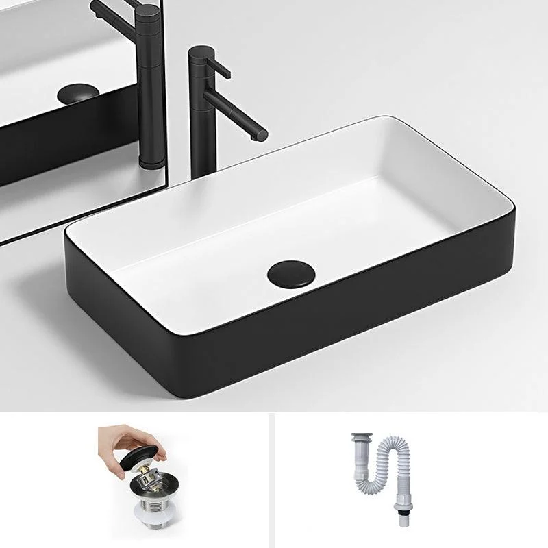 Modern Bathroom Sink Pop-Up Drain Porcelain Round Vessel Lavatory Sink -Bathlova