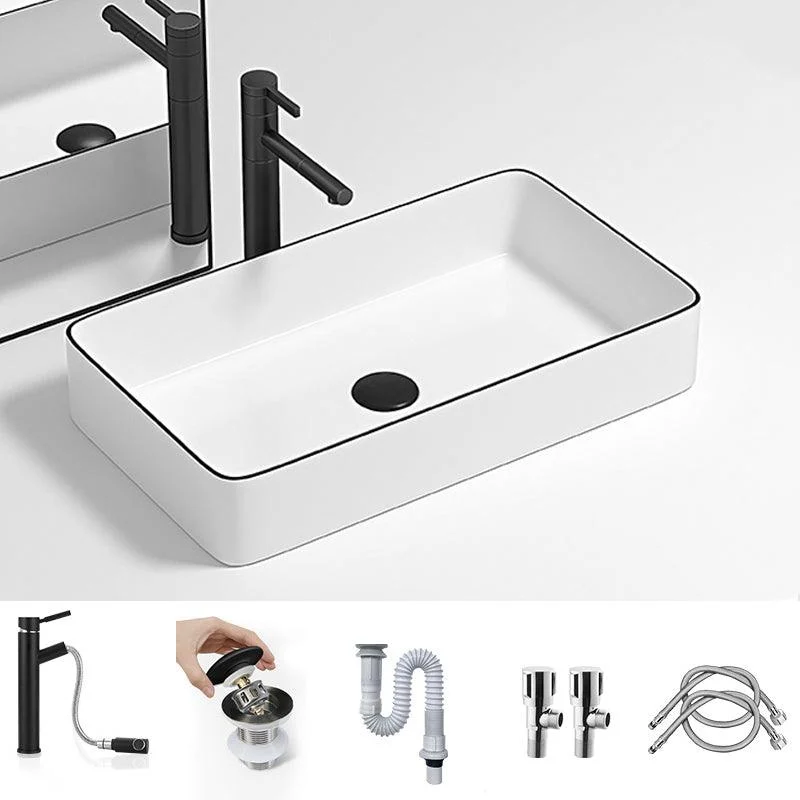 Modern Bathroom Sink Pop-Up Drain Porcelain Round Vessel Lavatory Sink -Bathlova